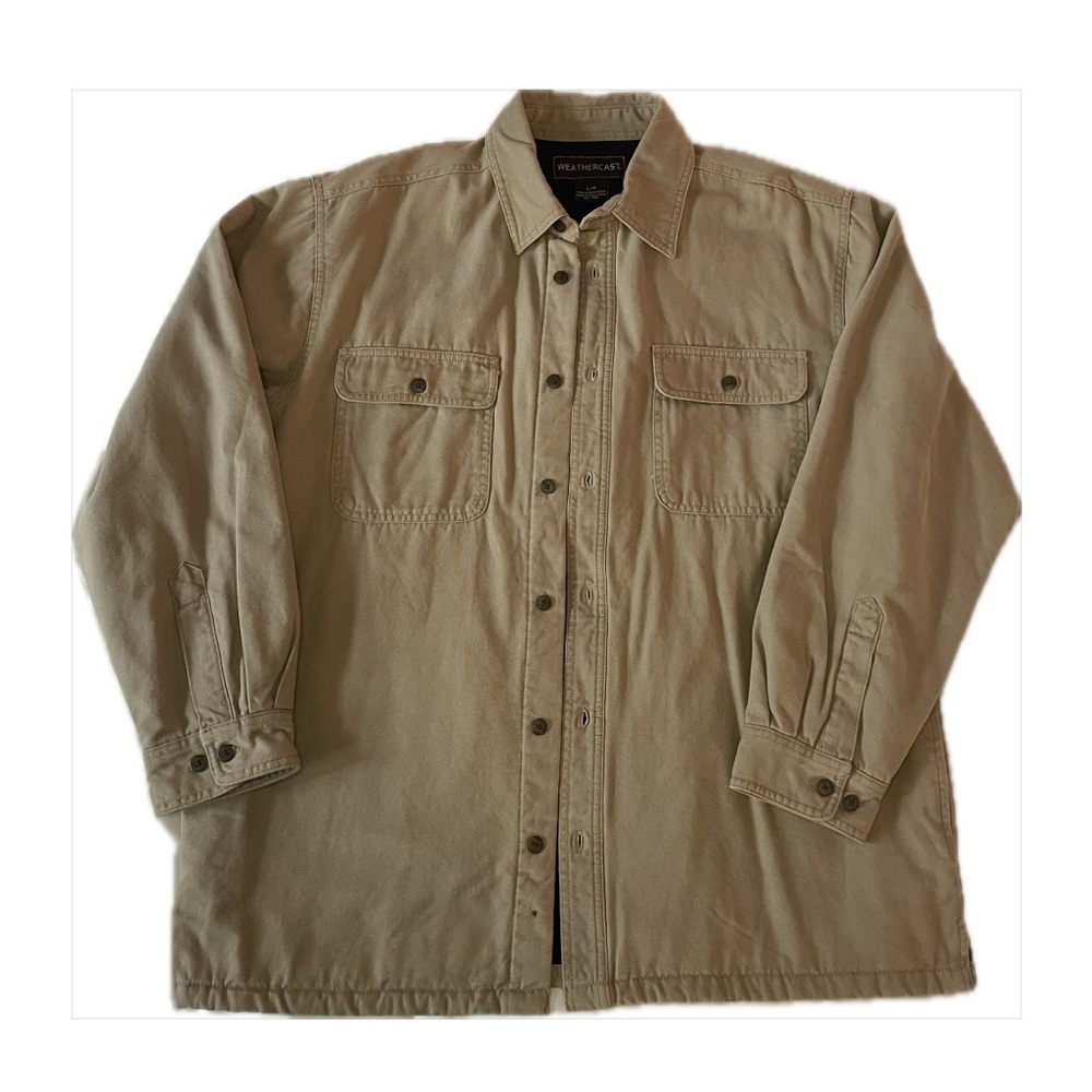 Weathercast Men's Tan Collared Button-Up Shirt Jacket Size L